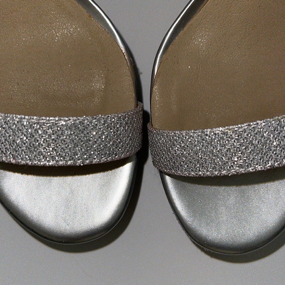 metallic silver platform heels
